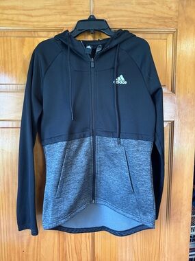 adidas Black and Gray Two-Tone Full-Zip Hooded Jacket